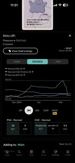 Pokemon Playing Cards Ditto Old Maid 2019 CGC 10 Japanese Standard Card A32 - Image 3