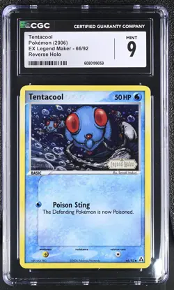 CGC 9 MINT Tentacool 2006 EX Legend Maker 66/92 Reverse Holo Pokemon Card - Image 1