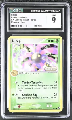 CGC 9 MINT Lileep 2006 EX Legend Maker 56/92 Reverse Holo Stamped Pokemon Card - Image 1
