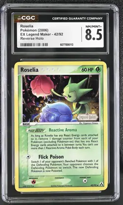 CGC 8.5 Roselia 2006 EX Legend Maker 42/92 Reverse Holo Stamped Pokemon Card - Image 1