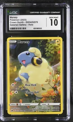 Pokemon CGC 10 Mareep GG34/GG70 Crown Zenith Galarian Gallery Gem Mint - Image 1