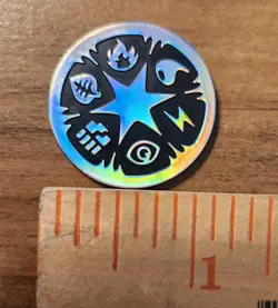 2008 Pokemon Energy Symbol Coin Silver Rainbow Holo Regular HTF Dark Rampage - Image 1