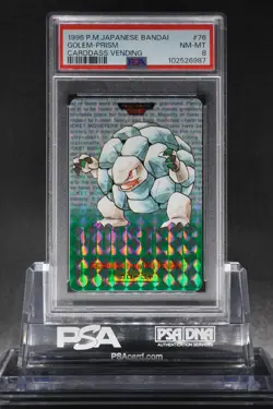 PSA 8 GOLEM PRISM CARDDASS VENDING #76 1996 Pokemon Japanese BANDAI NM-MT - Image 1