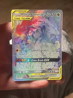 2019 Pokemon Cosmic Eclipse #259/236 Reshiram & Zekrom GX Secret Rare - damaged - Image 1