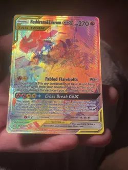 2019 Pokemon Cosmic Eclipse #259/236 Reshiram & Zekrom GX Secret Rare - damaged - Image 2