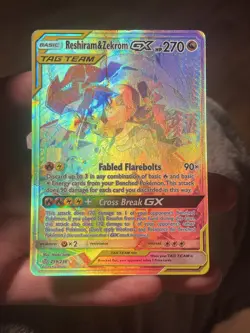 2019 Pokemon Cosmic Eclipse #259/236 Reshiram & Zekrom GX Secret Rare - damaged - Image 3