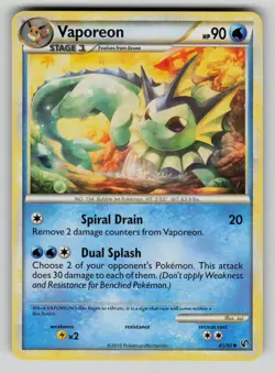 Vaporeon 41/90 Uncommon HGSS Undaunted Pokemon NM - Image 1