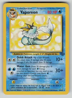Vaporeon 28/64 Rare Jungle Pokemon Unlimited MP - Image 1