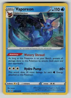 Vaporeon SWSH072 Holo Promo Sword & Shield Promo Pokemon NM - Image 1