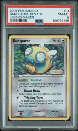 2006 POKEMON EX LEGEND MAKER 31 DUNSPARCE REVERSE HOLO - PSA 8 - Image 1