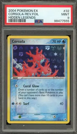 Pokemon Corsola EX Hidden Legends Reverse Holo #32 PSA 9 Mint - Image 1