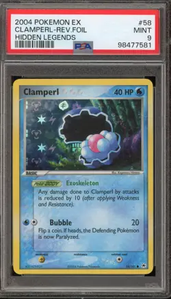 Pokemon Clampearl EX Hidden Legends Reverse Holo #58 PSA 9 Mint - Image 1