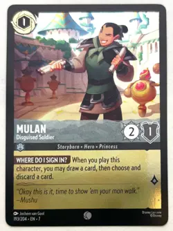 Disney Lorcana, Archazia's Island, Mulan - Disguised Soldier, 193/204, Foil - Image 1