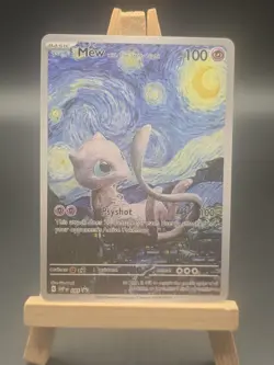 Pokemon Mew Starry Night Van Gogh Black Star Promo Fan Art Custom Card - 100 HP - Image 1