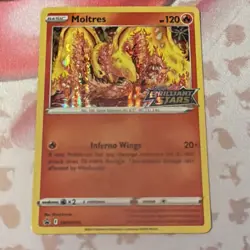 Moltres SWSH185 Stamped Brilliant Stars Pokemon Card TCG NM Black Star Promo - Image 1