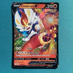 Cinderace V 044/264 Fusion Strike Ultra Rare Holo Pokemon TCG Card NM - Image 1