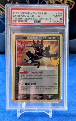 Pokemon - Greninja Gold Star SWSH144 Celebrations PSA 8 - Image 1