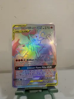 Charizard & Braixen GX 251 Cosmic Eclipse Secret Rainbow Sun Moon Pokemon - Image 1