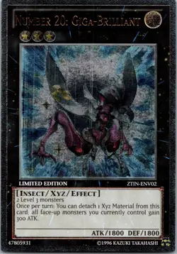 Yugioh Number 20: Giga-Brilliant ZTIN-ENV02 Limited Edition Ultimate Rare NM - Image 1