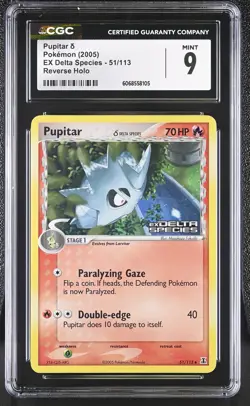 CGC 9 MINT Pupitar 2005 EX Delta Species 51/113 Reverse Holo Pokemon Card - Image 1