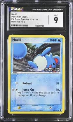 CGC 9 MINT Marill 2005 EX Delta Species 76/113 Reverse Holo Stamped Pokemon Card - Image 1