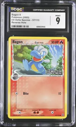 CGC 9 MINT Bagon 2005 EX Delta Species 57/113 Reverse Holo Stamped Pokemon Card - Image 1