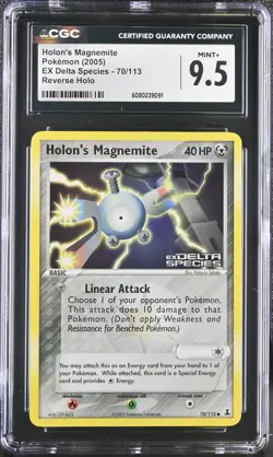CGC 9.5 Holon's Magnemite EX Delta Species 70/113 Reverse Holo Stamped Pokemon - Image 1