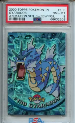 2000 Topps Pokemon Tv Animation Series 3 #130 Gyarados Rainbow PSA 8 - Image 1