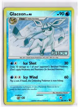 Pokemon TCG Glaceon (Burger King) 20/100 Platinum Stamp Reverse Holo - Image 1