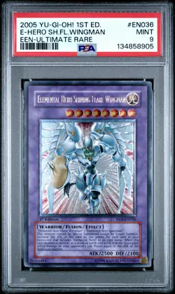 2005 YU-GI-OH! ULTIMATE RARE #EN036 ELEMENTAL HERO SHINING FLARE WINGMAN PSA 9 - Image 1