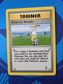 Pokemon Breeder - 105/130 - Pokemon Base Set 2 Rare Card WOTC - LP - Image 1