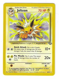 Jolteon 20/64 - Jungle - Regular - Unlimited - Pokemon TCG - WoTC - 1999 - LP - Image 1