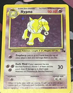 1999 Pokemon Fossil Hypno Holo Moderately Played No.8 - Image 1