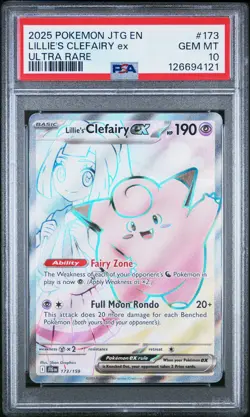 2025 POKEMON JTG EN-JOURNEY TOGETHER ULTRA RARE #173 LILLIE'S CLEFAIRY EX PSA 10 - Image 1