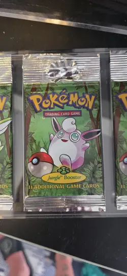 3x Pokemon Jungle Unlimited Booster Pack Sealed Wizards of the Coast Long Crimp - Image 2