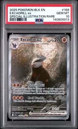 2025 Pokemon Excadrill ex #168 Special Illustration Rare PSA 10 Gem Mint - Image 1