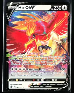 2022 Sword & Shield - Silver Tempest Ho-Oh V #140 Ultra Rare Holo Pokemon Card - Image 1