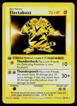 Pokemon Card - Electabuzz 1st Edition Base Set Shadowless 20/102 - Image 1