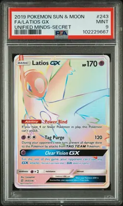 Latios GX 243/236 - Unified Minds - Graded PSA 9 MINT Pokemon Card - Image 1