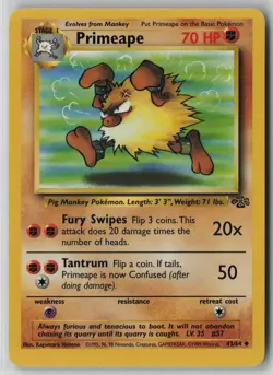 Primeape 43/64 Pokemon Jungle Uncommon Moderately Played Card (MP) - Image 1