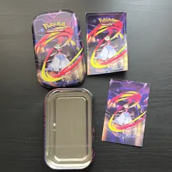 Pokemon Mega Evolution Mini Tin Mega Gardevoir Tin NO PACKS! Sticker & Info Card - Image 1