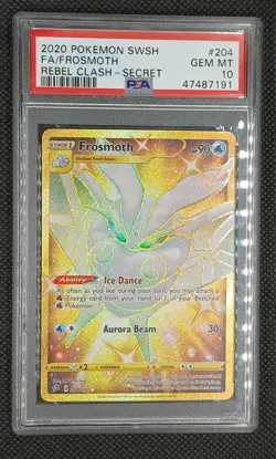 2020 Pokemon Rebel Clash Frosmoth Gold Secret #204 PSA 10 Gem Mint - Image 1