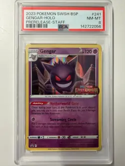 Pokemon Gengar Lost Origin STAFF - SWSH 241 - PSA 8 - Prerelease Promo - Image 1