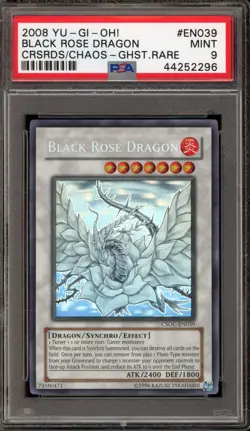 Yu-Gi-Oh! Black Rose Dragon Unlimited Ghost Rare CSOC-EN039 PSA 9 Mint - Image 1