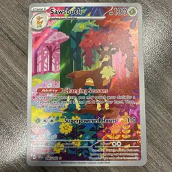 Pokemon Sawsbuck Illustration Rare Full Art Holo 166/162 SV05 Card - Image 1