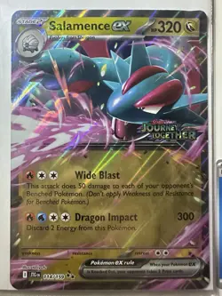 Jumbo Salamence ex 114/159 Stamped Promo Card, Journey Together Pokemon TCG, DMG - Image 1