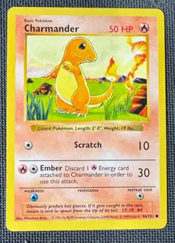 CHARMANDER 46/102 C BASE SET SHADOWLESS POKEMON LP - Image 1