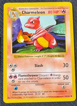 CHARMELEON 24/102 UNCOMMON BASE SET POKEMON SHADOWLESS MP - Image 1