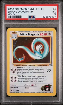 2000 Pokemon Gym Heroes Erika's Dragonair Holo PSA 5 #4 - Image 1