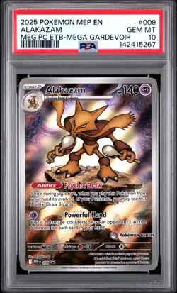2025 Pokemon Mep EN-Me Black Star Promo Alakazam 009 - Pokemon Center - PSA 10 - Image 1